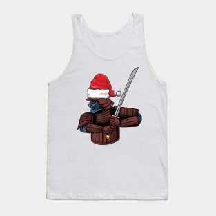 Santa Hat-Wearing Samurai Warrior Funny Christmas Holiday Tank Top